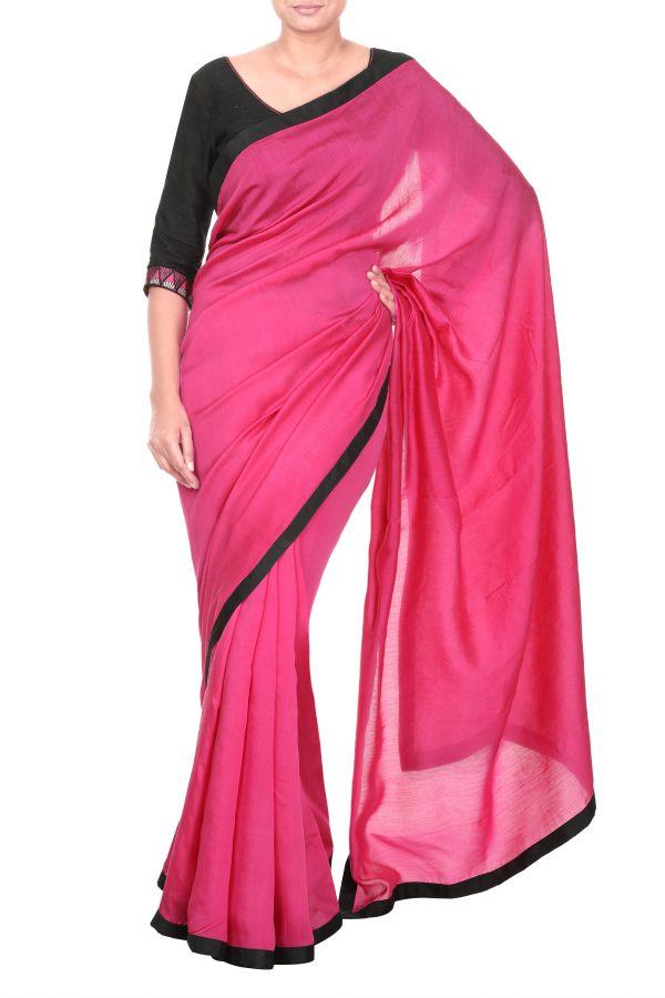 pink blouse black saree